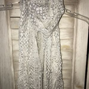 White & Silver Sparkle Scarf
